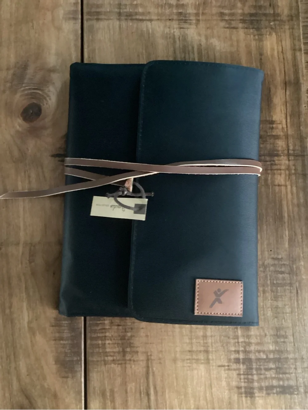 Travel Folio Passport Holder with Brown Leather Strap